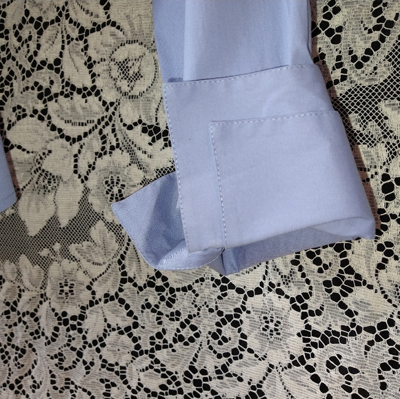 Carson Kressley periwinkle blue shirt long sleeves double lapel layered cuff NWT - Picture 4 of 5